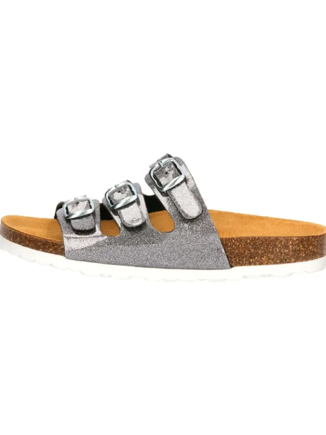 Lico Clogs & Pantoletten·Pantoletten^Pantolette "Bioline Kids Glitter" in Silberfarben