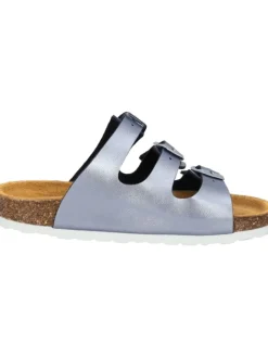Pantoletten in blau metallic><noscript><img width=
