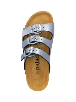 Pantoletten in blau metallic><noscript><img width=