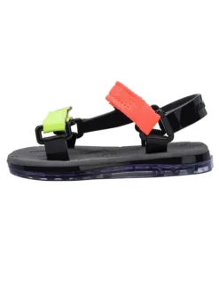 Sandalen in Schwarz/ Koralle/ Gelb><noscript><img width=