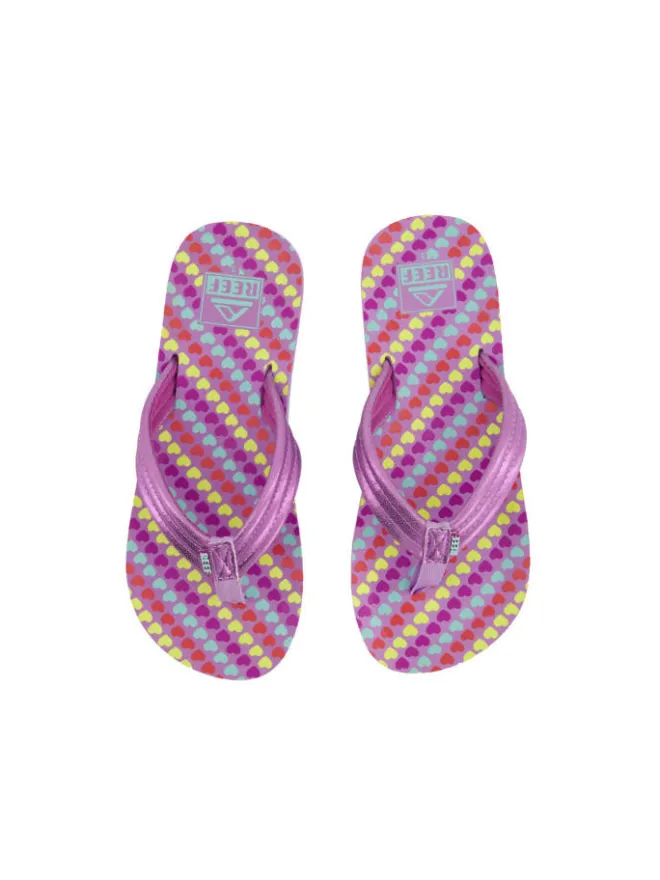 Reef Sandalen·Zehensandalen^Sandalen Kids Ahi in Lavender Hearts