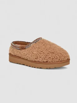 UGG Hausschuhe|Clogs & Pantoletten^Schaffell-Hausschuhe "Tasman Maxi Curly" in Hellbraun