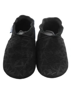 Yalion Krabbelschuhe^Schwarze Baby-Leder-Laufschuhe, mit rutschfester Sohle - mit Dreiecksmuster