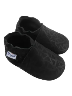 Yalion Krabbelschuhe^Schwarze Baby-Leder-Laufschuhe, mit rutschfester Sohle - mit Dreiecksmuster