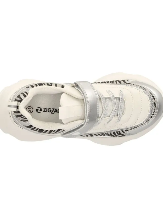 Zigzag Sneakers·Sneakers Low^Sneaker in Weiß/ Silber/ Schwarz