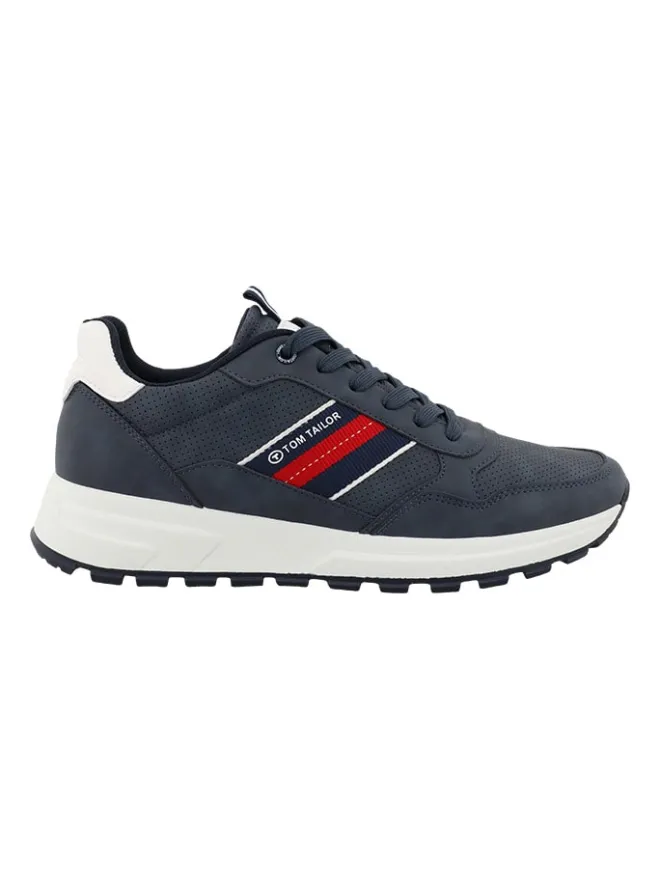 Tom Tailor Schnürschuhe^Sneakers in Dunkelblau/ Weiß/ Rot