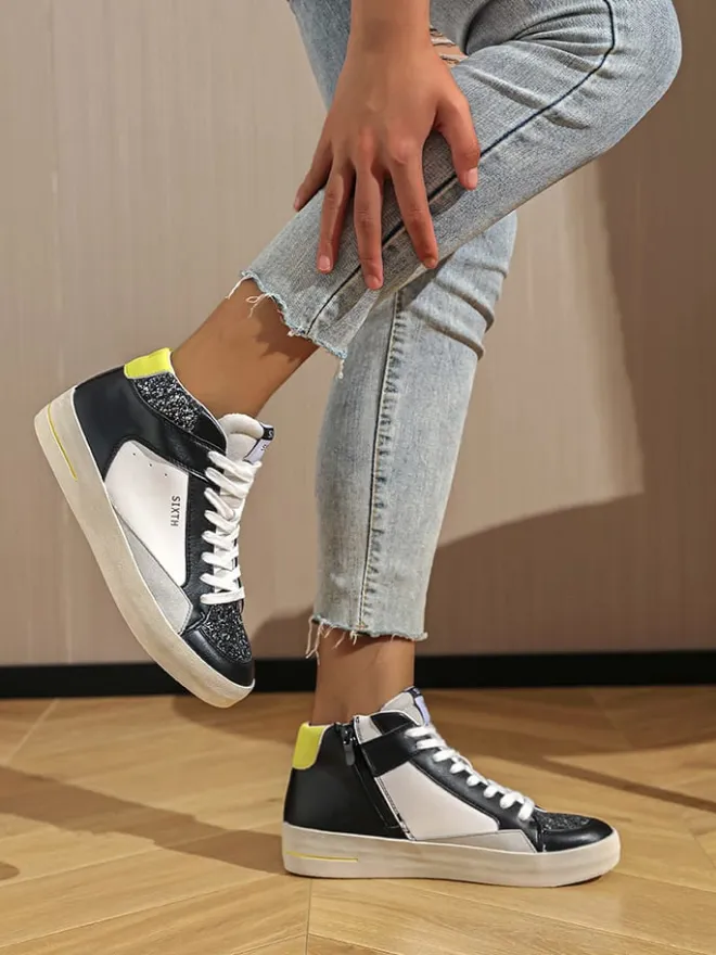 Sixth Sens Sneakers^Sneakers in Schwarz/ Weiß/ Grau