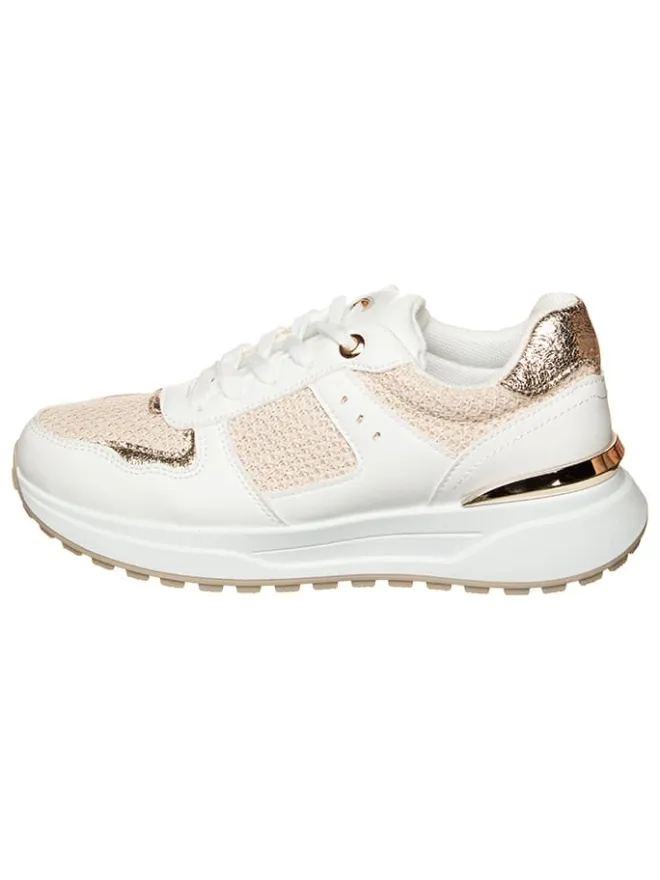 Sixth Sens Sneakers^Sneakers in Weiß/ Beige/ Gold