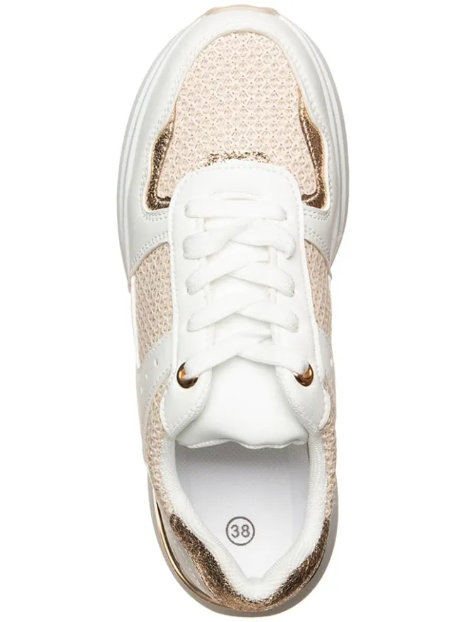 Sixth Sens Sneakers^Sneakers in Weiß/ Beige/ Gold