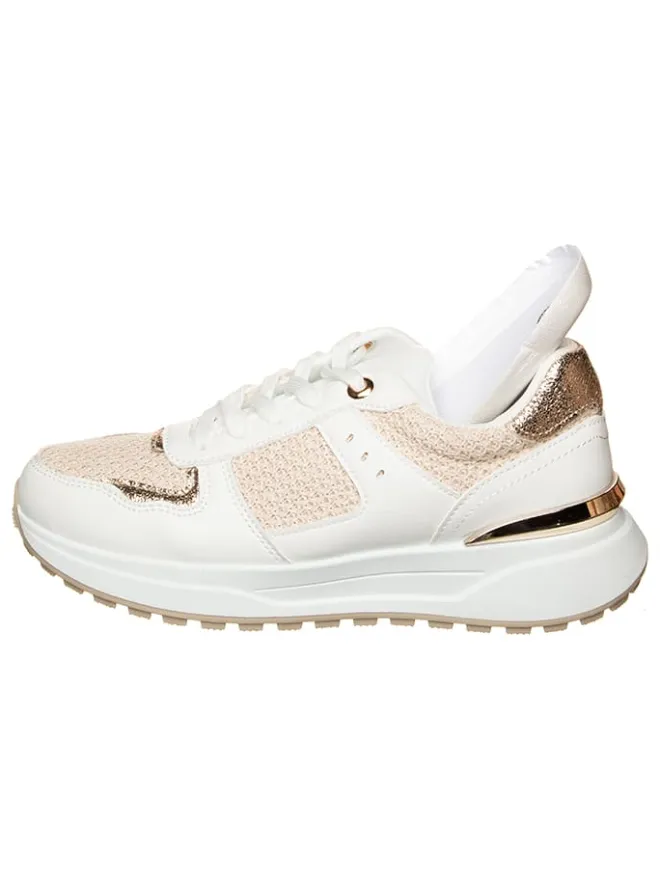 Sixth Sens Sneakers^Sneakers in Weiß/ Beige/ Gold