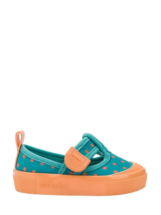 Spangenballerinas in Petrol/ Orange>Melissa Best
