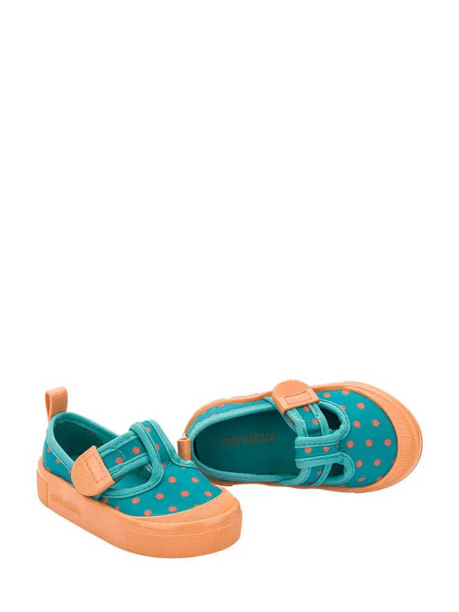 Spangenballerinas in Petrol/ Orange>Melissa Best