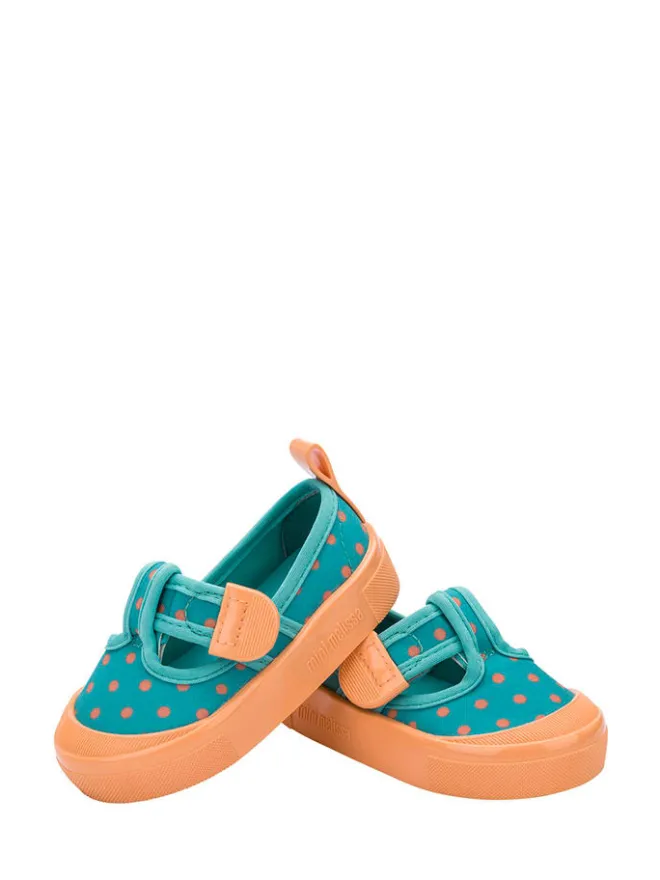 Spangenballerinas in Petrol/ Orange>Melissa Best