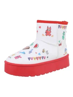 Ital-Design Stiefeletten·Hohe Stiefeletten^Stiefelette in Rot und Weiß
