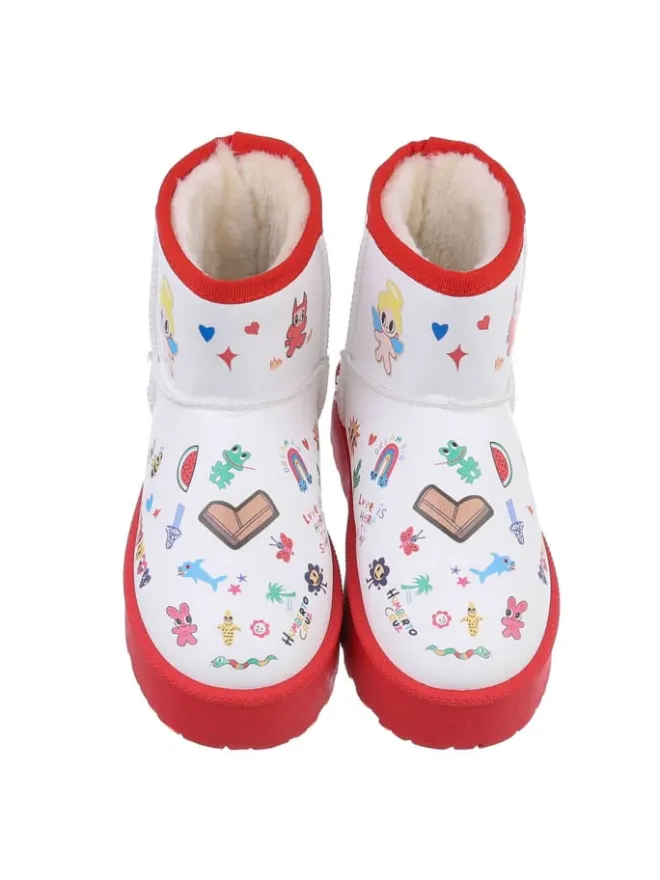 Ital-Design Stiefeletten·Hohe Stiefeletten^Stiefelette in Rot und Weiß