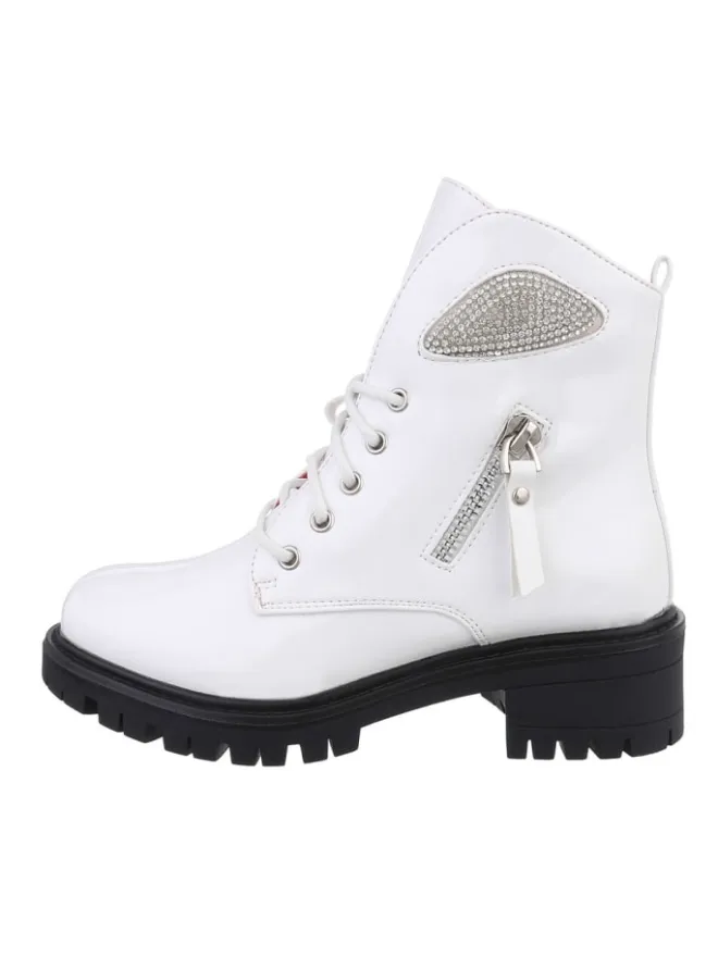 Ital-Design Stiefeletten·Hohe Stiefeletten^Stiefelette in Weiß und Schwarz