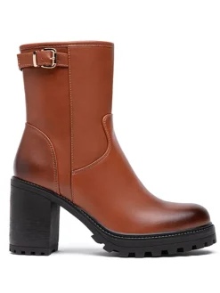 Stiefeletten in Hellbraun>Foreverfolie
