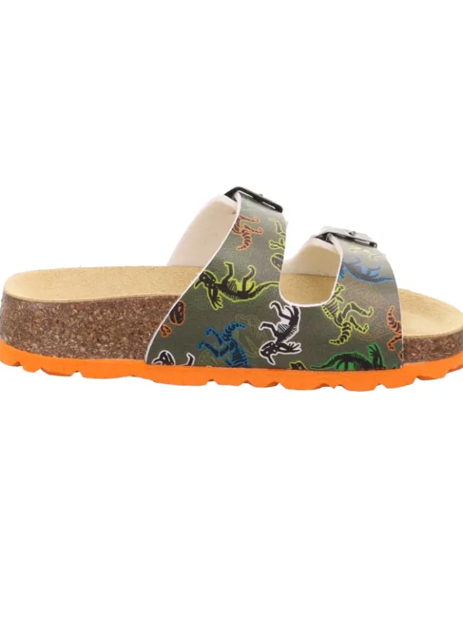 superfit Halbschuhe|Clogs & Pantoletten·Pantoletten^Tieffußbett Pantolette FUSSBETTPANTOFFEL in Grün/Mehrfarbig
