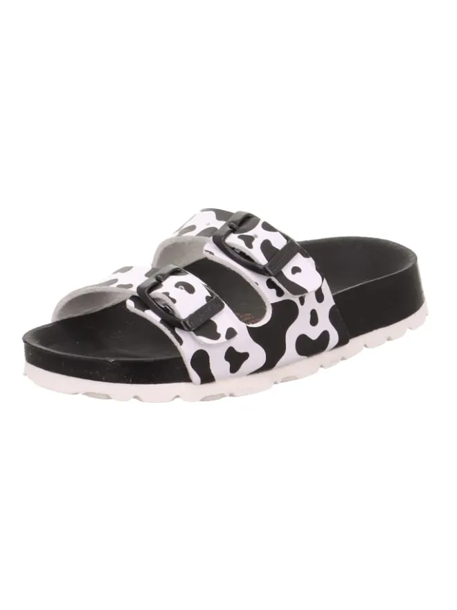 superfit Halbschuhe|Clogs & Pantoletten·Pantoletten^Tieffußbett Pantolette FUSSBETTPANTOFFEL in Schwarz/Weiß