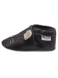 Mejale Krabbelschuhe^Tiefviolette Baby-Leder-Laufanfänger mit rutschfester Sohle – Kaninchen-Design