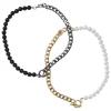 Urban Classics Schuhpflege Und Mehr|Schuhpflege Und Mehr^Unisex Half Pearl Exchangable Necklace 2-Pack in gold/gunmetal