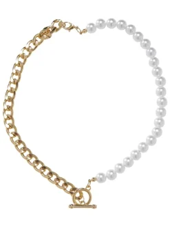 Urban Classics Schuhpflege Und Mehr|Schuhpflege Und Mehr^Unisex Half Pearl Exchangable Necklace 2-Pack in gold/gunmetal