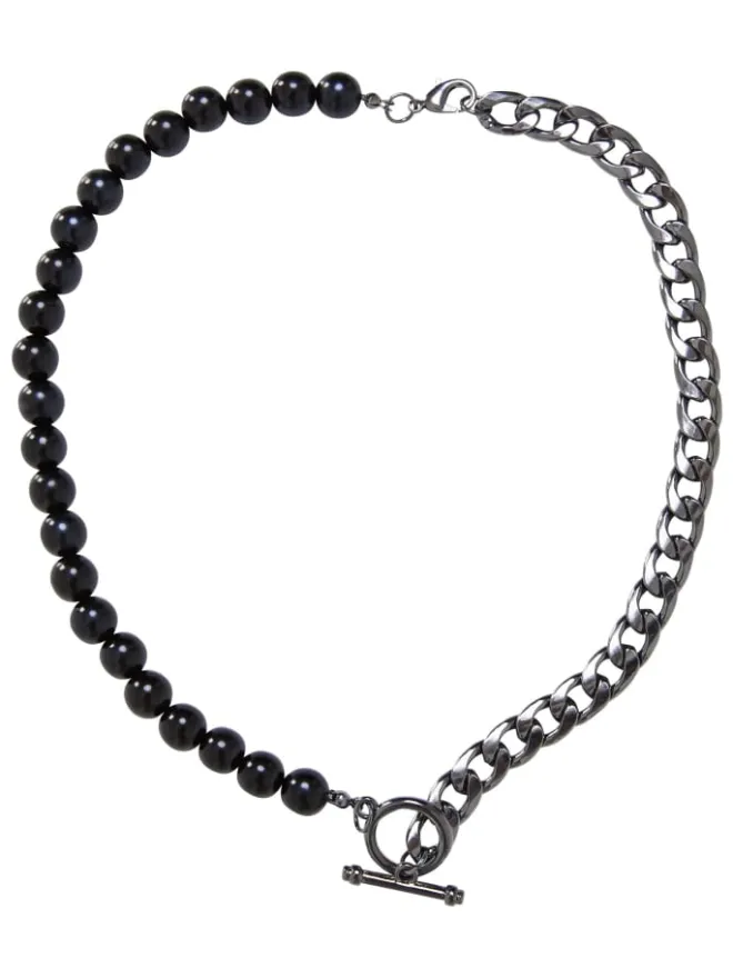 Urban Classics Schuhpflege Und Mehr|Schuhpflege Und Mehr^Unisex Half Pearl Exchangable Necklace 2-Pack in gold/gunmetal