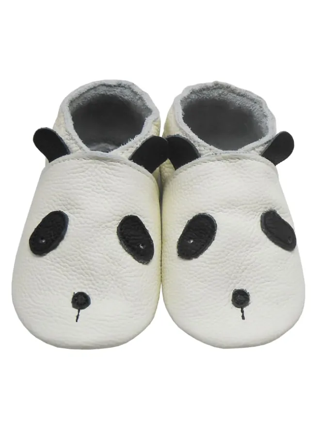 Weiße Baby-Lederschuhe, rutschfeste Sohle - Panda-Muster>Mejale Online