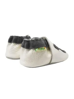 Sayoyo Krabbelschuhe^Weiße Babyschuhe aus Leder für Kleinkinder, rutschfeste Sohlen -Totenkopfmuster