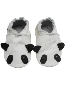 Weiße Leder Krabbelschuhe für Babys mit rutschfester Sohle – Panda-Muster>Bemesu Discount