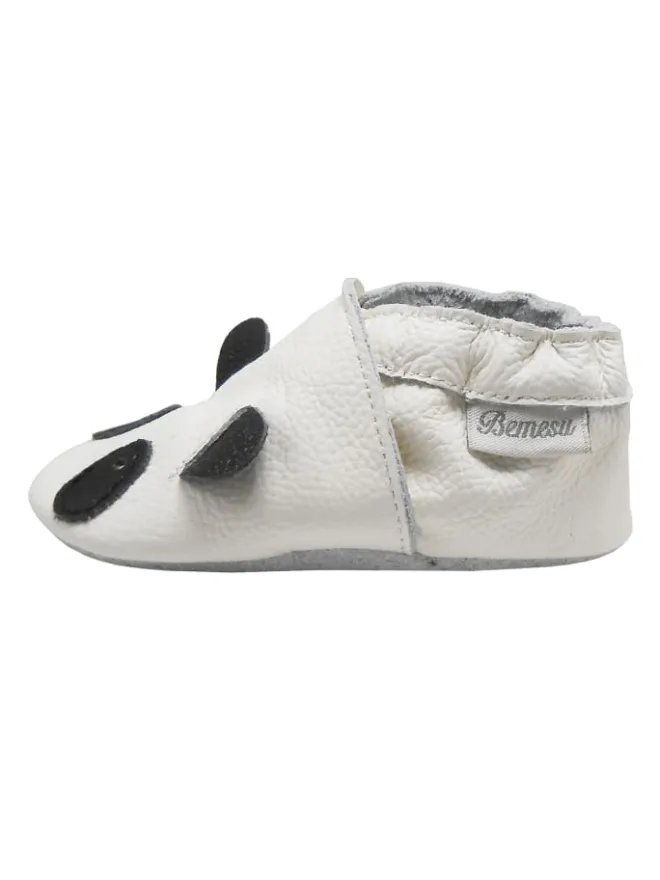 Weiße Leder Krabbelschuhe für Babys mit rutschfester Sohle – Panda-Muster>Bemesu Discount