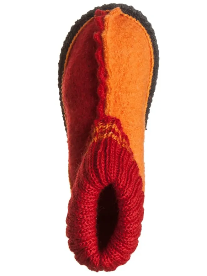 kitz-pichler Hausschuhe|Hausschuhe^Wollfilz-Hüttenschuhe "Trixi" in Rot/ Orange