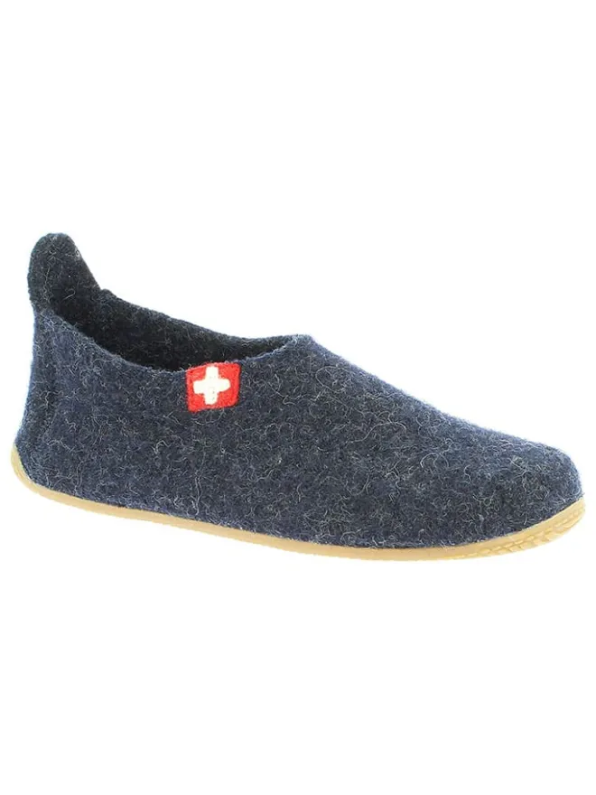 Living Kitzbühel Clogs & Pantoletten|Hausschuhe^Woll-Hausschuhe "Gipfelkreuz" in Dunkelblau