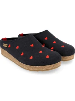 Woll-Hausschuhe "Grizzly Cuoricini" in Blau>HAFLINGER Online