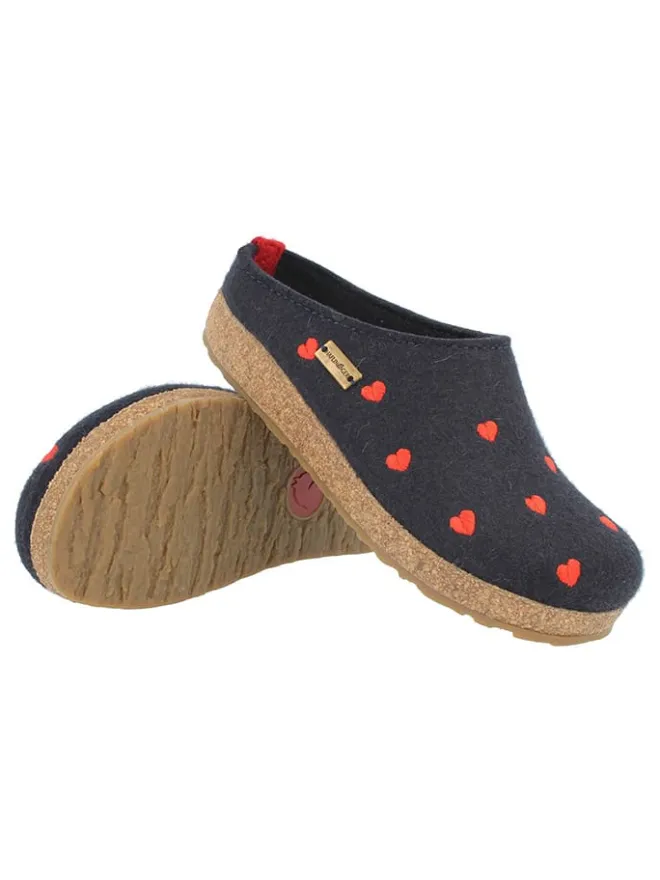 Woll-Hausschuhe "Grizzly Cuoricini" in Blau>HAFLINGER Online