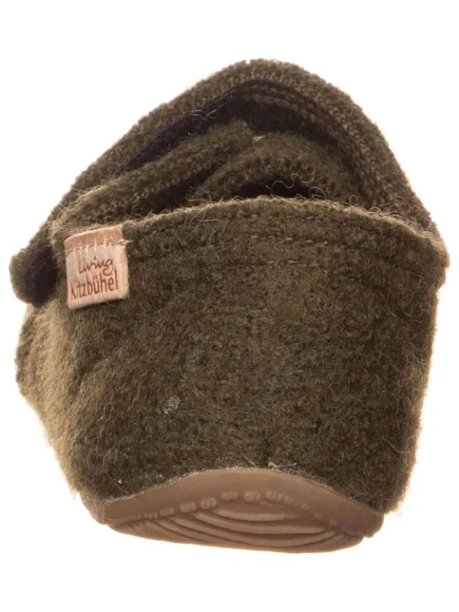 Woll-Hausschuhe "Monster" in Khaki>Living Kitzbühel Online