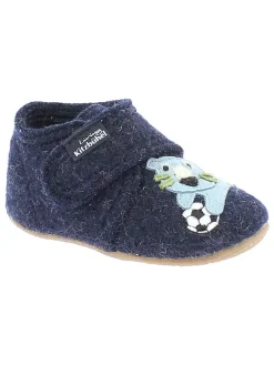 Woll-Hausschuhe "Tiger & Fußball" in Dunkelblau>Living Kitzbühel Outlet