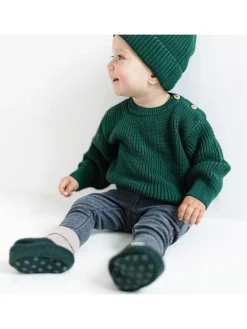 Wollwalk-Babyschühchen in Dunkelgrün>Hofbrucker Hot