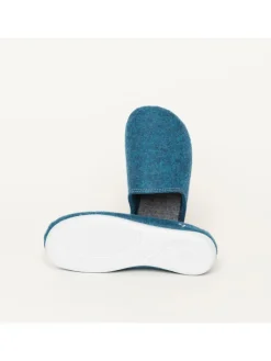 Gottstein Hausschuhe^Wool Slip-On Kids petrol/grey