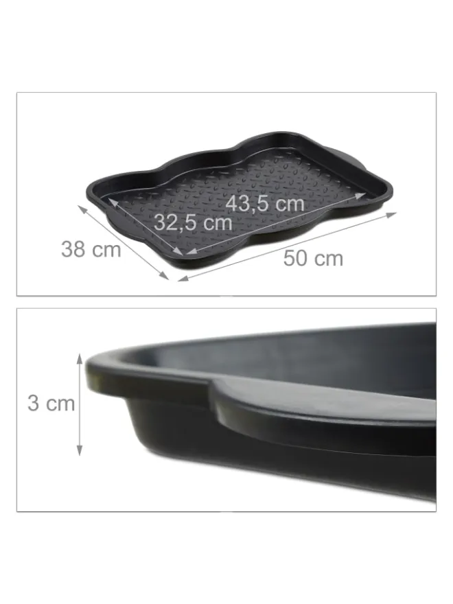 10x Schuhabtropfschale in Schwarz - (B)50 x (H)3 x (T)38 cm>relaxdays Online