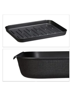 relaxdays Schuhpflege Und Mehr|Schuhpflege Und Mehr^30x Schuhabtropfschale in Schwarz - (B)35 x (H)3 x (T)27 cm