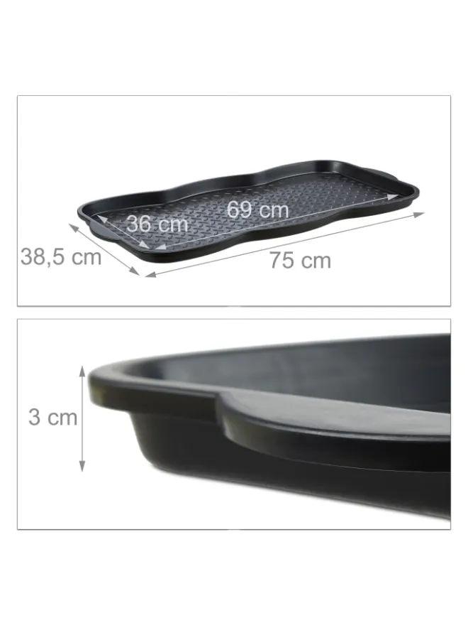 10x Schuhabtropfschale in Schwarz - (B)75 x (H)3 x (T)38 cm>relaxdays Hot