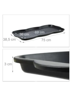 6x Schuhabtropfschale in Schwarz - (B)75 x (H)3 x (T)38 cm>relaxdays Discount