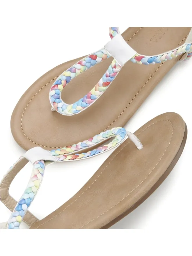 Zehentrenner in beige / blau>LASCANA