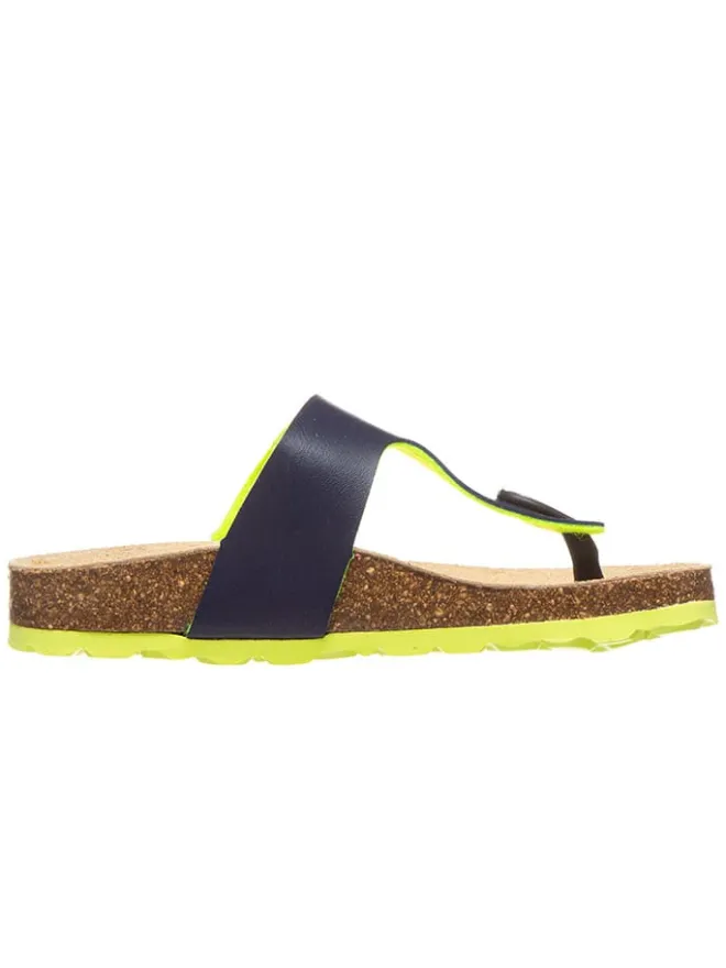 billowy Sandalen·Zehensandalen^Zehentrenner in Dunkelblau/ Gelb