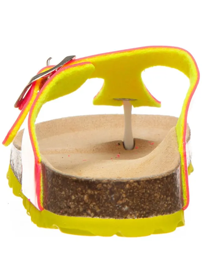 billowy Sandalen·Zehensandalen^Zehentrenner in Fuchsia/ Gelb