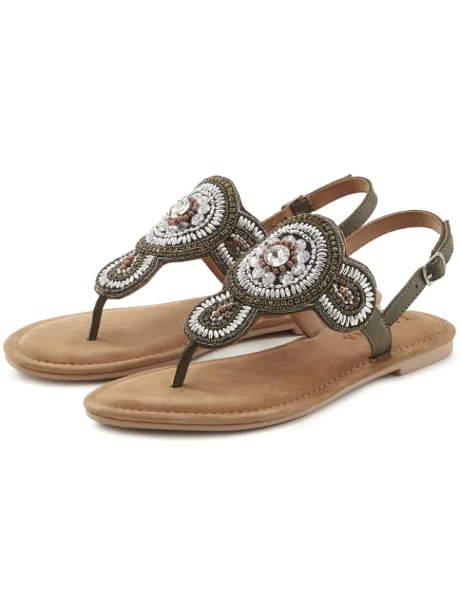 LASCANA Sandalen·Zehensandalen^Zehentrenner in olivgrün