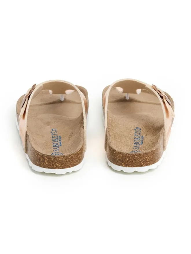 SABOKETS Sandalen^Zehentrenner in Rosa/ Gold